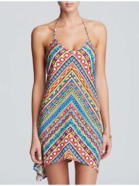 Trina Turk Peruvian Multicolor Halter Cover Up Beach Dress Size XS